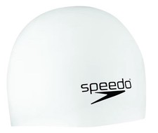 NEW SPEEDO Unisex Solid Elastomeric Silicone Swim Cap White