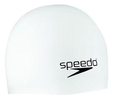 NEW SPEEDO Unisex Solid Elastomeric Silicone Swim Cap White