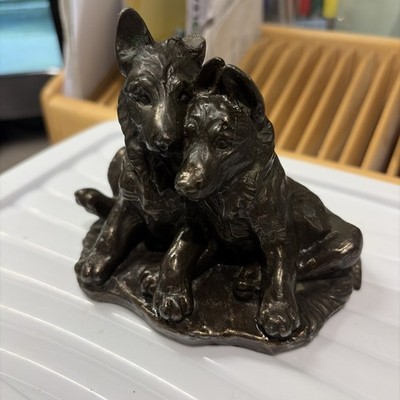 Deutscher Schäfer Welpen Vererbung Figur Kaltguss Bronze gebrochenes Ohr!