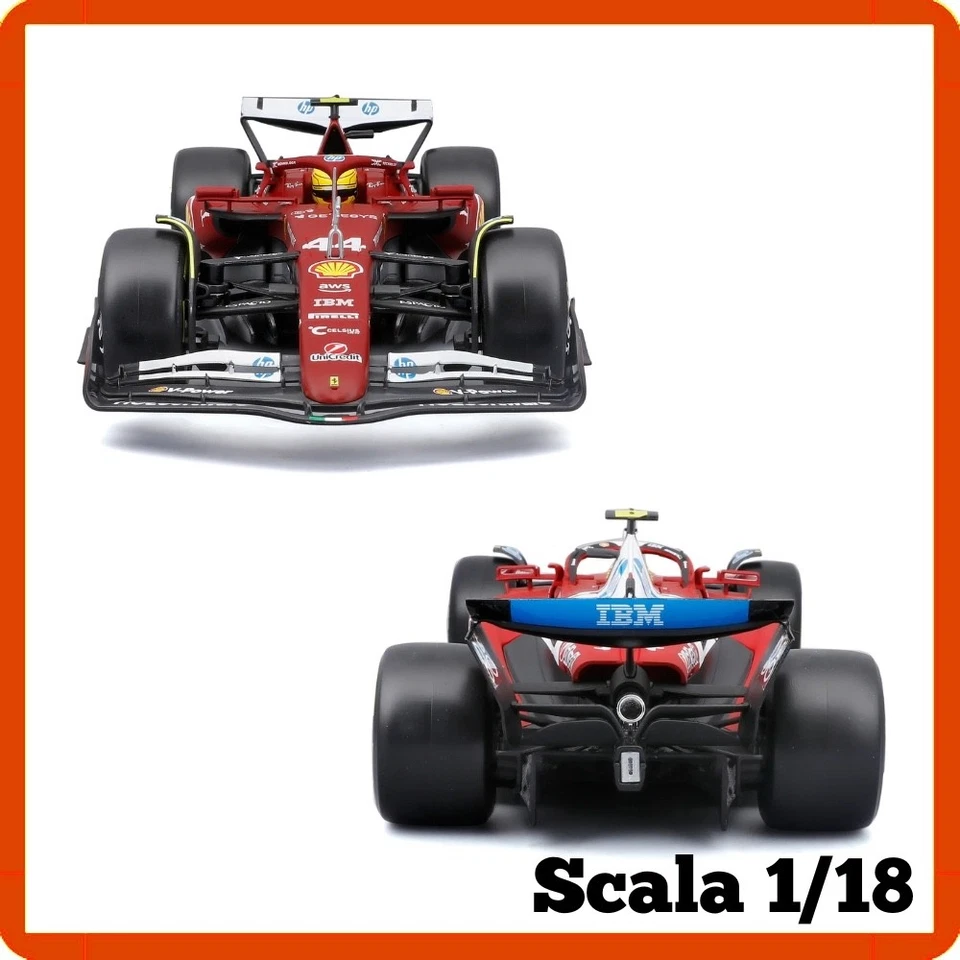 Modellino auto scala 1/18 diecast f1 Ferrari SF25 Hamilton 2025 BBurago Burago - Immagine 4 di 4