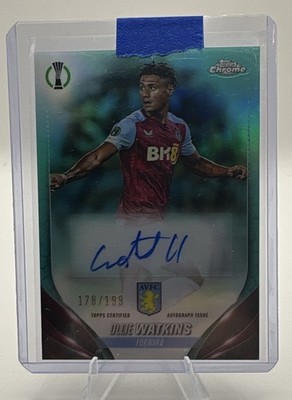 2023-24 Topps  Chrome UEFA Aqua Refractor Autographs Ollie Watkins /199