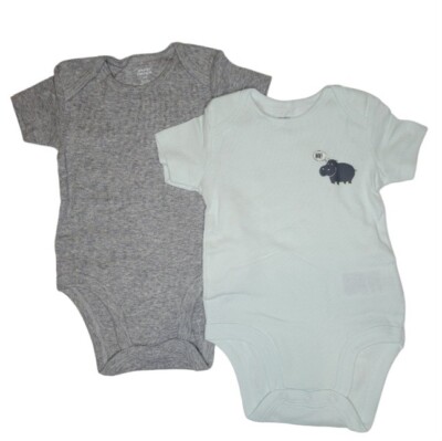 2 Pack Amazon Essentials Baby's Unisex Short Sleeve One Piece Bodysuit Size 6M