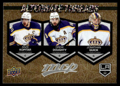 2023-24 UD MVP #AT-8 Kopitar/Doughty/Quick LA Kings Alternate Threads Gold Card