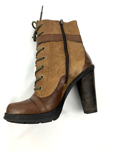 Botas de cuero marrón Guess by Marciano para mujer - Talla 8,5 - Hebilla, encaje y cremallera - Imagen 6 de 11