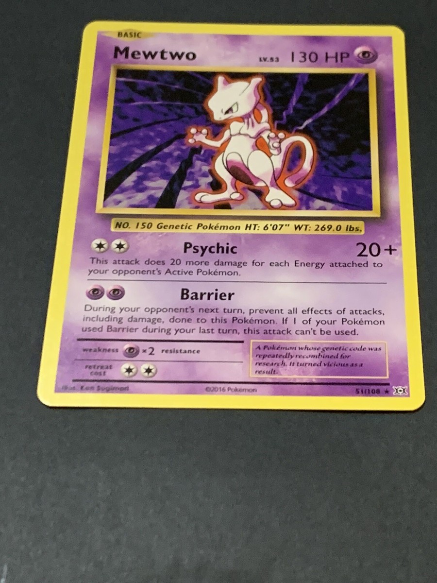 Pokmon 2016 XY Evolutions Mewtwo 51/108 MINT And Free BONUS
