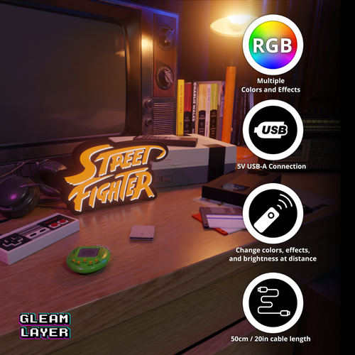 Letrero de luz retro para juegos Street Fighter Led Lightbox - Imagen 4 de 5