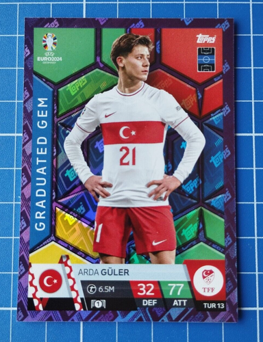 Sticker Topps UEFA Euro 2024 - Arda Guler Rookie TUR PTW Euro Border Parallel - Limited