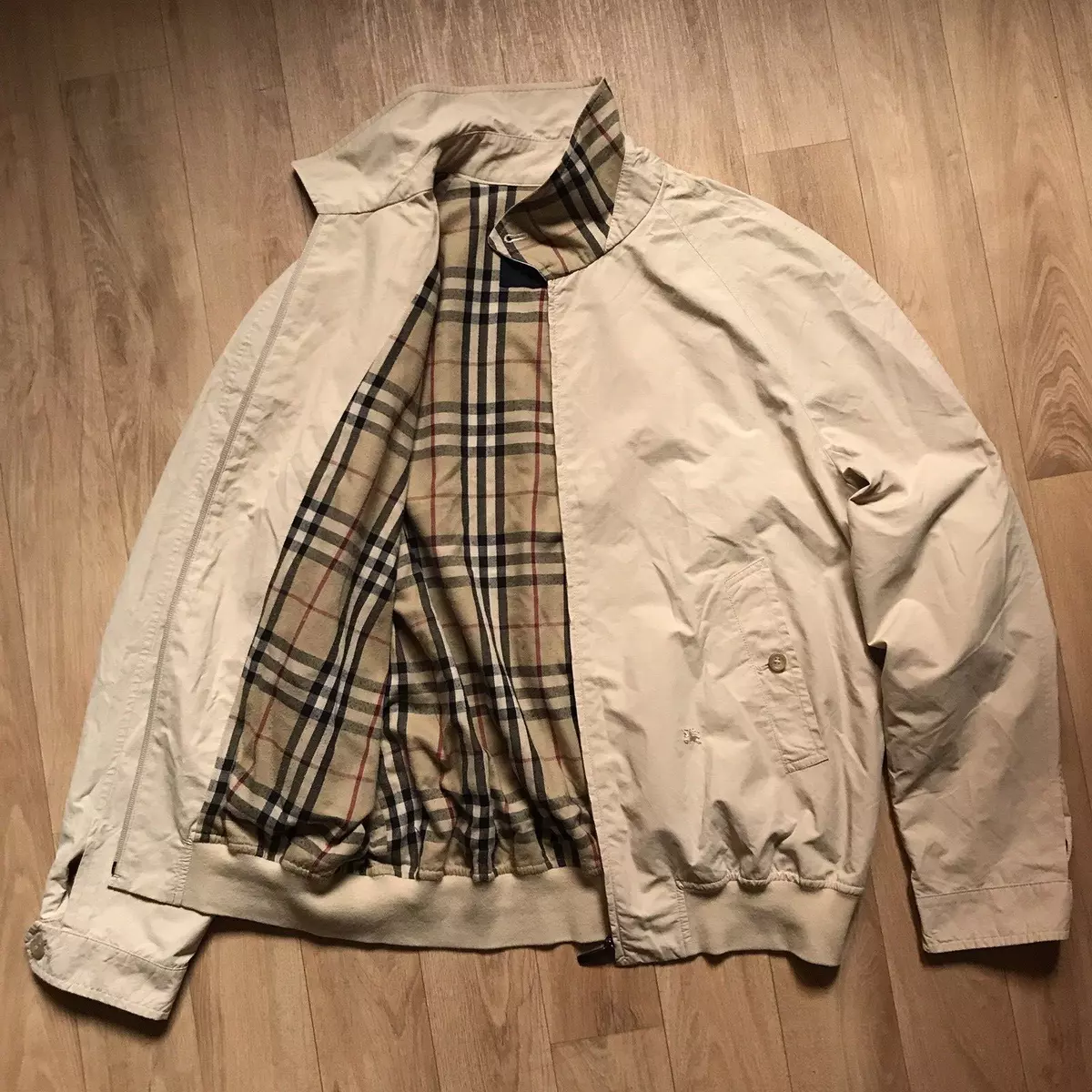 BURBERRY london Bomber Jacket coat winter nova Check Lined BEIGE size 44 L  XL