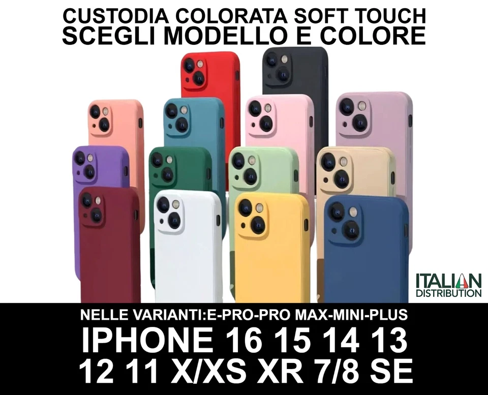 Cover + Vetro Per Apple iPhone 16 15 14 13 12 11 X E Mini Pro Custodia Silicone - Immagine 2 di 4