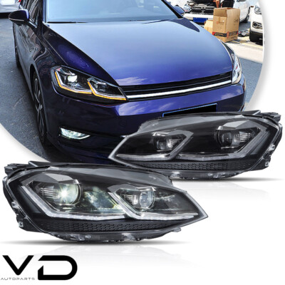 VII STYLE Full LED Head Lights w/Sequential For 2013-18 Volkswagen VW Golf 7 MK7