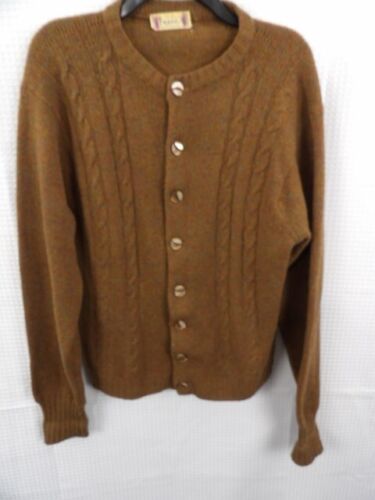 Vintage Thane 100% Shetland Wool Brown Grandpa Cardigan Sweater Men's M  - Picture 1 of 5