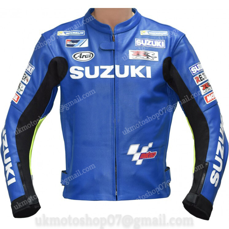 SUZUKI Motorbike Leather Jacket MOTOGP Racing Biker Motorcycle
