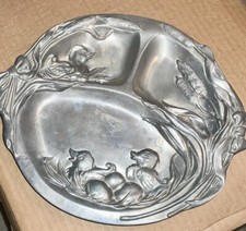 ARTHUR COURT Duck Child Plate 3 Divided Sections 1998 Polished Aluminum
