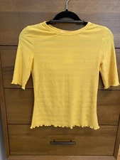 Elodie yellow women’s quarter length sleeve top XS sunny work attire