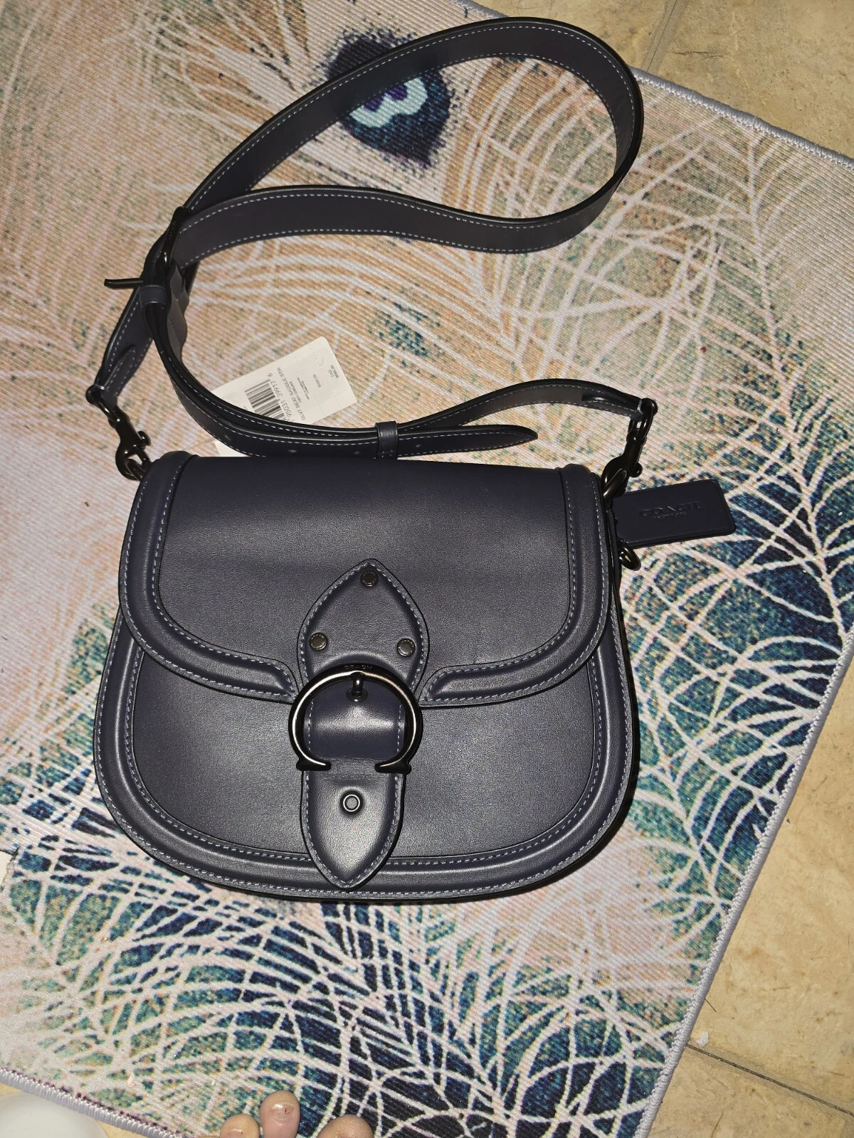 Borsa a tracolla Coach Beat Saddle Midnight Navy in pelle conciata a guanto C3738 nuova con etichette 2 cinturini