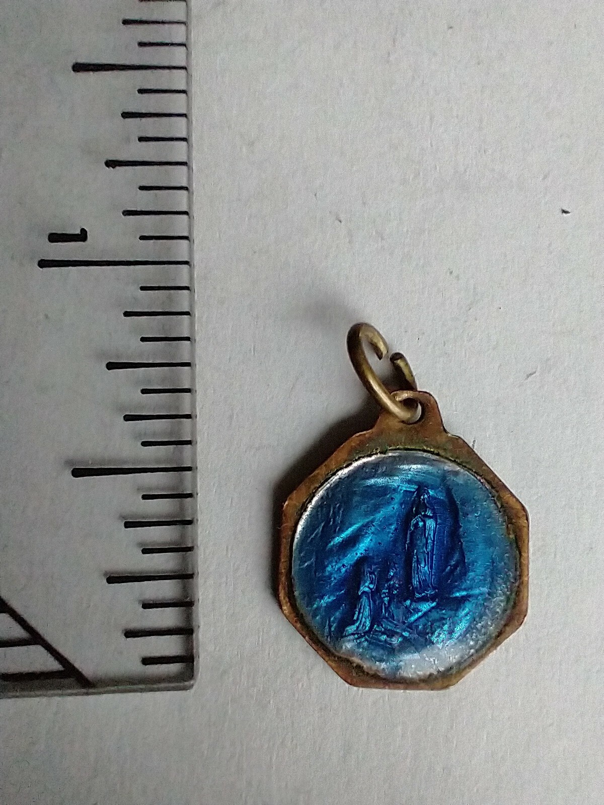 Vintage Catholic French Mary Our Lady of Lourdes Blue Enamel Medal | eBay