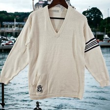 Fenn Wright Manson Pullover Sweater Womens M Ivory Ecru Cotton Nautical Coastal