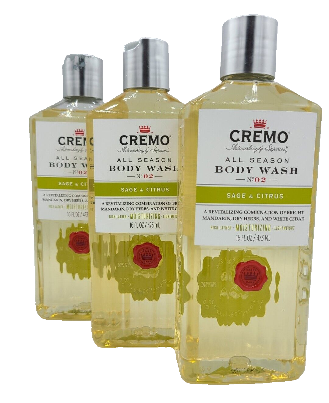 Lot of 3 Cremo All Season Body Wash No.2 Sage & Citrus 16 oz each eBay