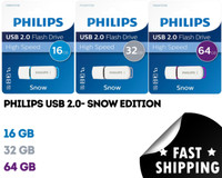 PHILIPS 16 GB 32 GB 64 GB SNOW HIGH SPEED USB Flash Drive Memory Stick Pen Drive