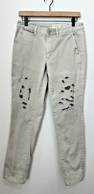 Anthropologie Womens Relaxed Mid Rise Straight Leg Chino Pant Patchwork Beige 28