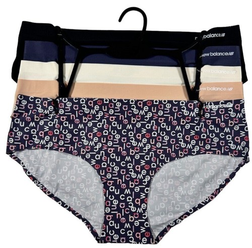 NWT $50 New Balance Athletic Women Bonded Panties 5 Pack L Tan Blue Black A2