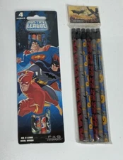 DC Comics Justice League & Batman Begins Pencil Sets Vintage Cartoon Network