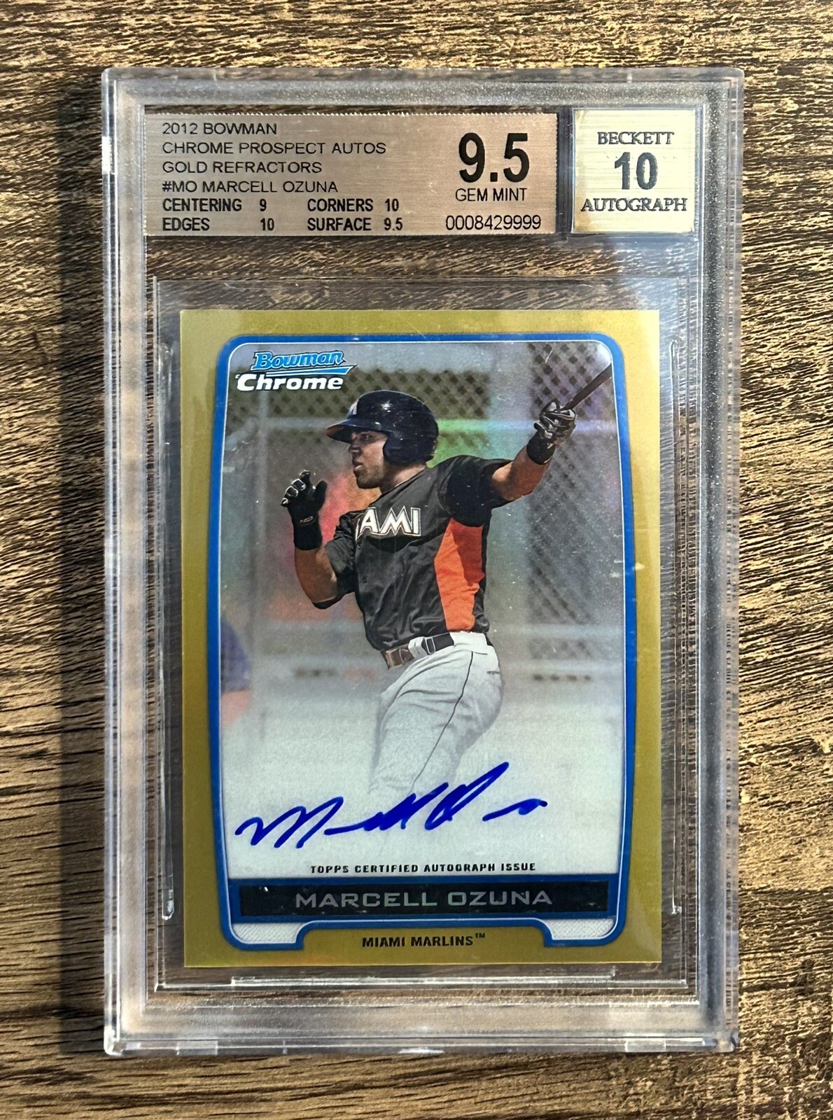 2012 Bowman Chrome Gold Refractor Auto /50 Marcell Ozuna RC BGS 9.5 Gem Mint 💎