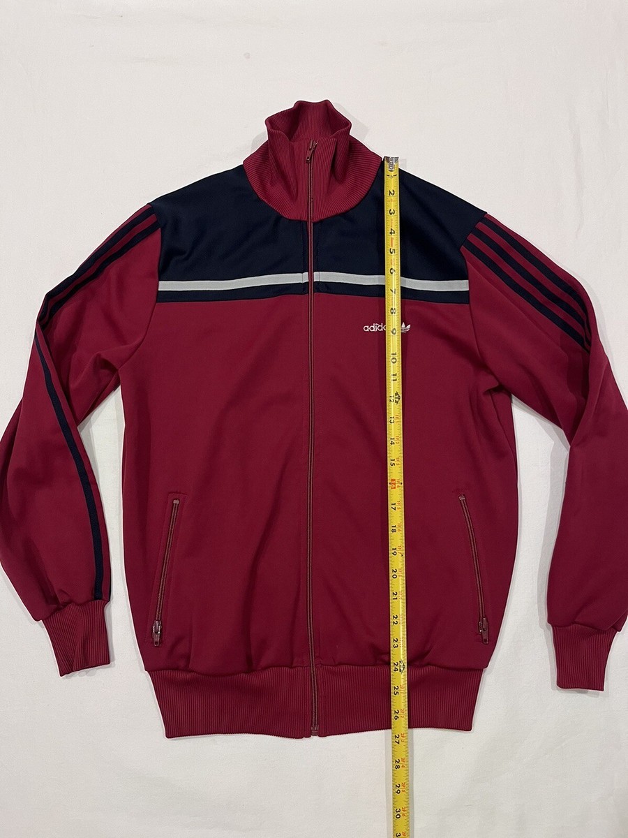 Vintage Adidas Track Suit Jacket Logo Burgundy Full Zip 80s