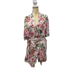 Show Me Your Mumu Robe Floral Garden of Blooms White Pink Brie Kimono  One Size