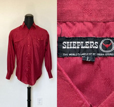 1980s Western Shirt with Pearl Snap Buttons, Vintage Maroon Cowboy Shirt