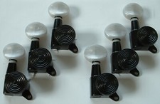 BLACK LOCKING TUNERS w/ PEARL KNOBS 6-Inline Strat Guitar  NEW 