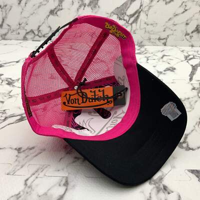 NWT Von Dutch Hot Pink Mesh Cap Hot Pink Velour Rhinestone Trucker Hat | Von Dutch main image 4