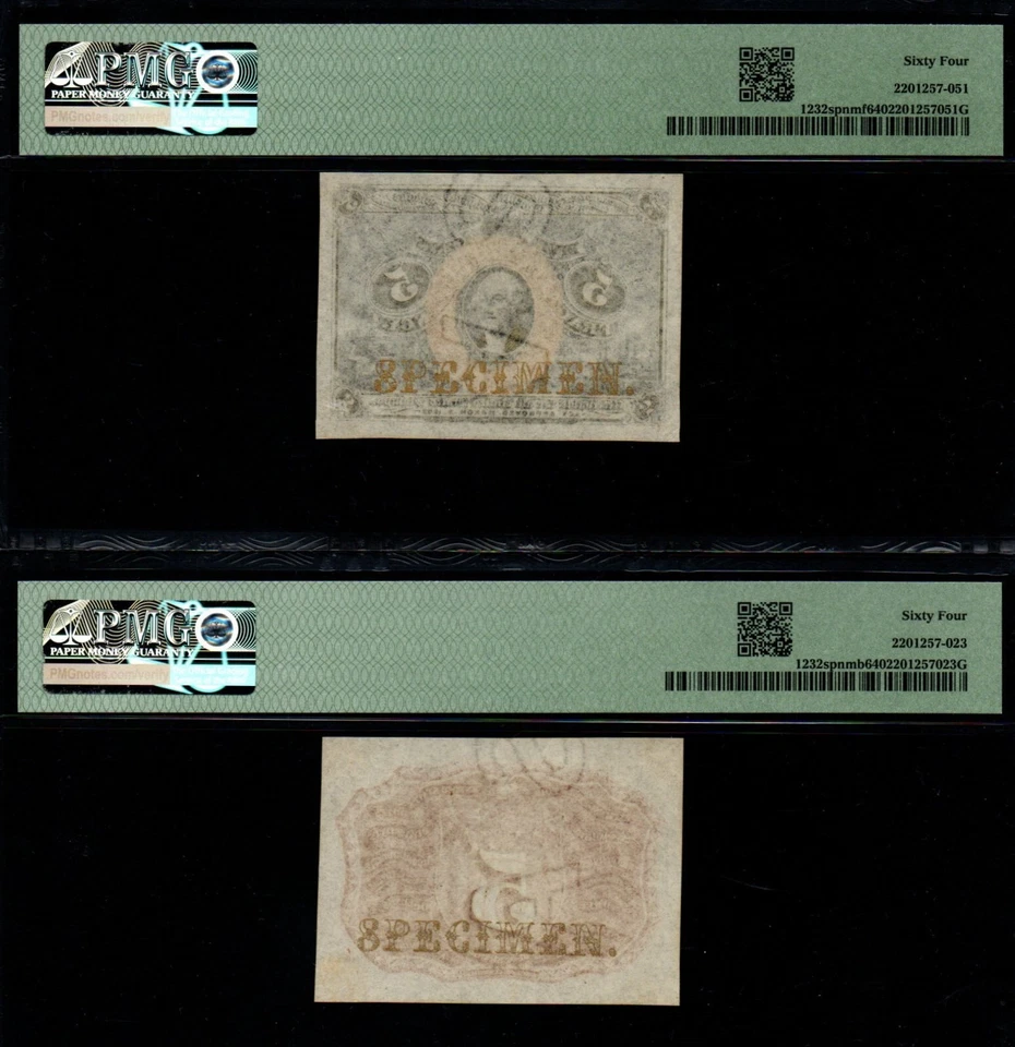 1863-67 5c 2nd Issue NARROW MARGINS FRONT/BACK SPECIMEN SET Fractional Currency - Image 2 of 2