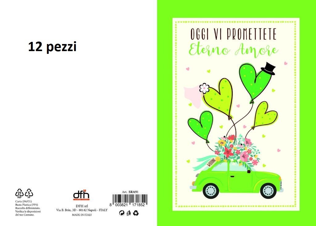 12-teiliges Set Grußkarte Hochzeitsversprechen mit Glitzer dfh