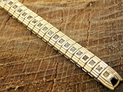 Speidel Watch Band Vintage Gold Filled Rhinestones C-Ring Expansion NOS Unused