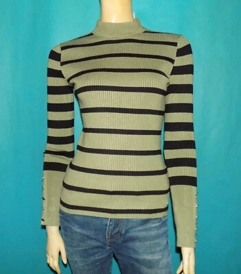 GUESS pull chaussette col rond kaki et noir Taille : S - Photo 1/4