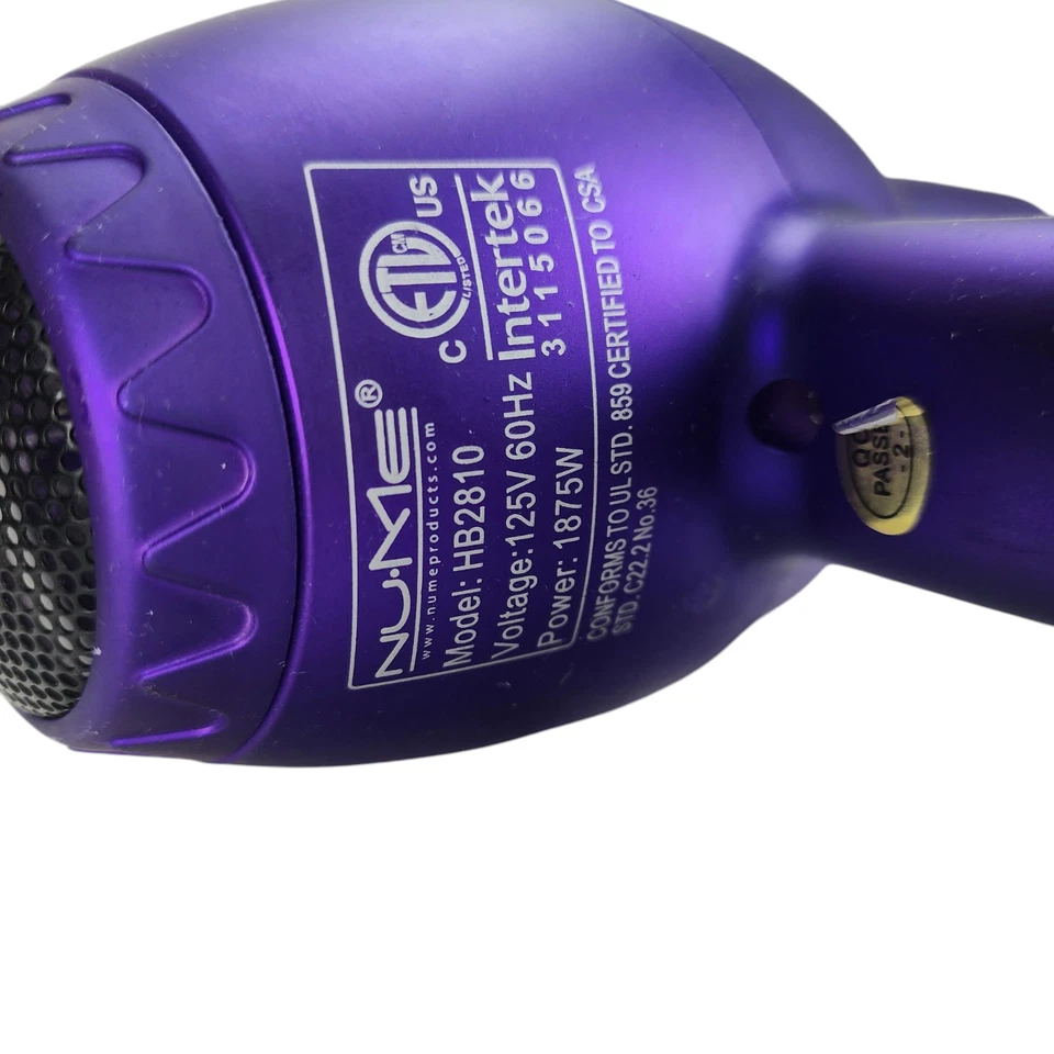 Conjunto de modelagem elétrica Nume HB2810 no secador de cabelo roxo azul iridescente FUNCIONA - Imagem 3 de 4