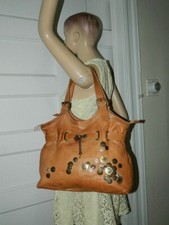 Tosca Blu Vachetta Leather Shoulder Handbag Made In Italy