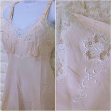 Vintage 50s Barbizon Acclaim Crepe Remarque Slip Dress Sz-12Miss Metal Buckle