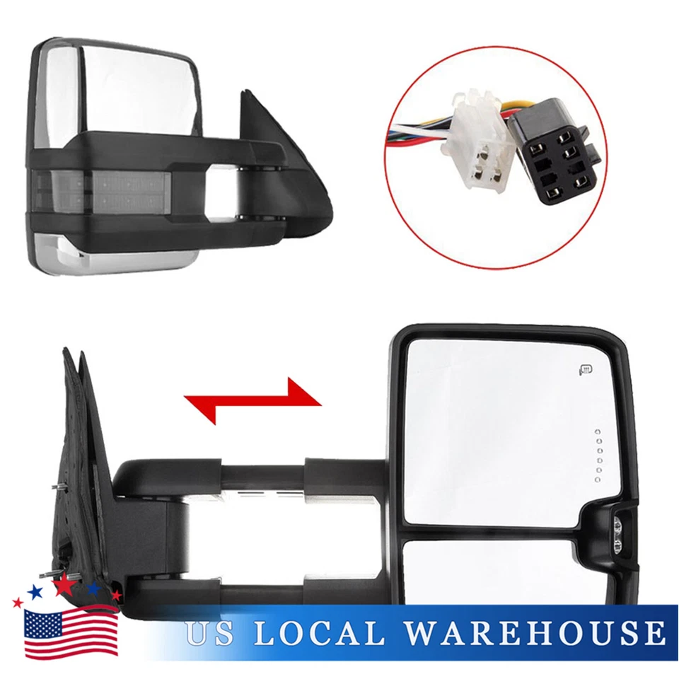 Towing Mirrors Power Heat Clearance Signal Chrome Side For 1999-2002 Chevy GMC - Image 2 of 4