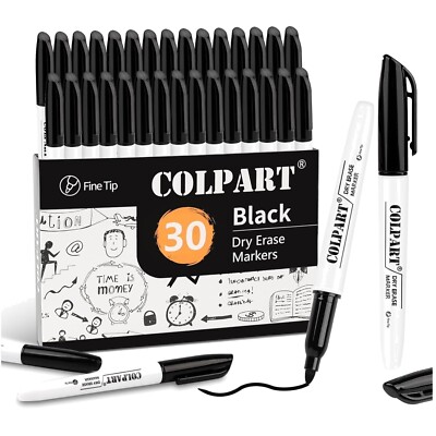 Whiteboard Marker, Folienstift, Abwischbar, schwarz, 30er Pack, Fein