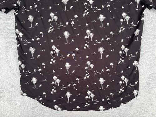 Shein Shirt Mens 2XL XXL Black White Palm Tree Camel Print Cotton Hawaiian - Picture 14 of 14