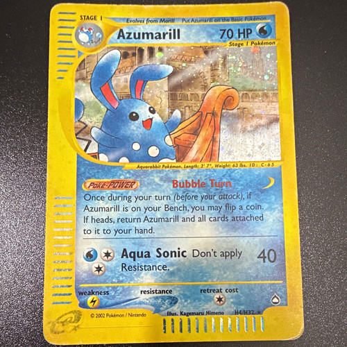 Nintendo Pokemon TCG Aquapolis Azumarill H14/H32 Holo Rare 70HP Stage 1 EN