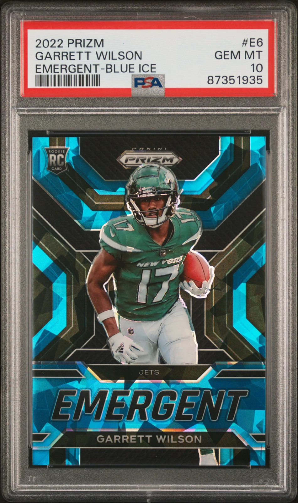 Garrett Wilson Panini Prizm Emergent #E6 Blue Ice