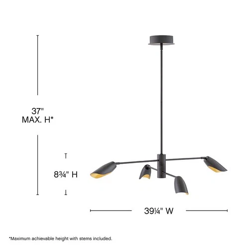 Fredrick Ramond FR35804 Black Bowery 4-Light 39"W Led Chandelier - Picture 5 of 7