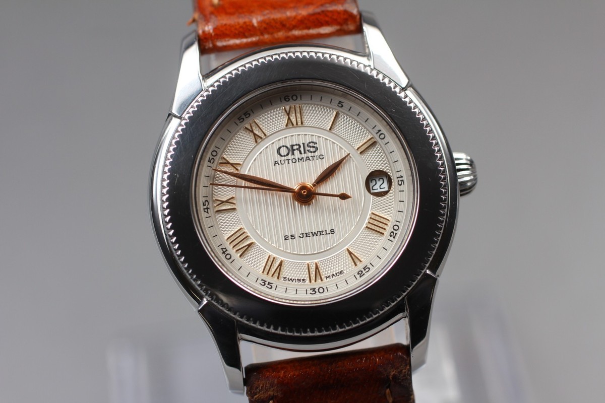 Near MINT w/ Case] ORIS 7450 Automatic 25J Date White Roman Dial