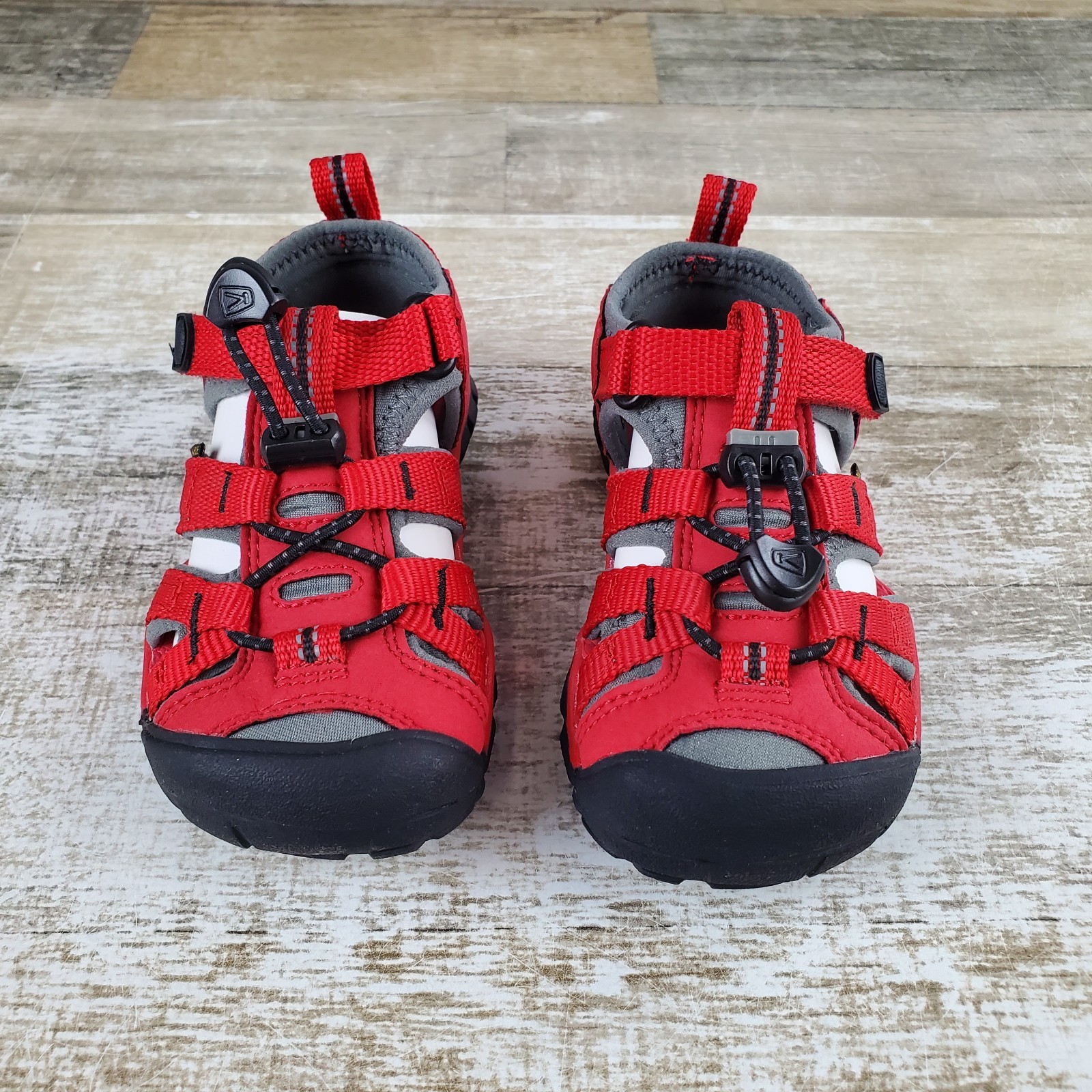 Sandali giovanili Keen Seacamp II CNX taglia 8 racing rosso gargoyle punta tonda gancio e passante