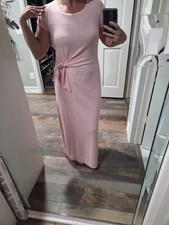 T by Talbots Striped Knit Tie Waist Maxi Dress SZ S/M Comfy Stretch Everyday B3