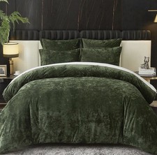 Crushed Velvet Comforter Set Queen Green Comforter Set 5pcs Ultra Soft Lightw...