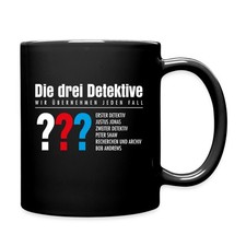 Die Drei Fragezeichen Detektive Visitenkarte Tasse einfarbig, One size, Schwarz